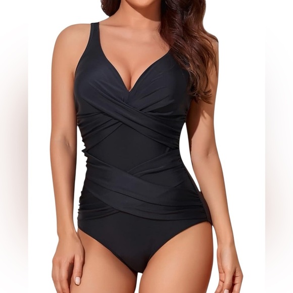 Smismivo Other - SMISMIVO Ruched Tummy Control One Piece Swimsuit In Black